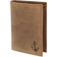 OXMOX Leren portemonnee Leather RFID Protect Kombibörse Freedom Anchor Embossed Vintage Light Brown bruine