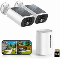 Avylet Draadloze Beveiligingscamera - Voor Buiten en Binnen - 2 Bulletcamera’s en Basisstation - 2K - Kleurennachtzicht - Lokale Opslag - Geen Maandelijkse Kosten - met 32GB TF-Kaart