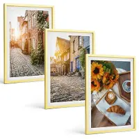 Tulup 4-Delige Schilderij Set - Sfeervolle straatjes met koffie en zonnebloemen - 40 x 60 cm - Decoratieve Schilderijen - Woonkamer - Interieur - Interieur Decoratie