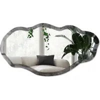 Wallfluent Rotsstructuur Spiegel - Zwart Stijlvolle Wandspiegel - Organische Spiegel - Woonkamer, Kantoor, Slaapkamer - Minimalistisch - 45x90 cm - Totale afmeting 52x97 cm