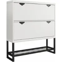 Notio Living Brielle-Schoenenkast met 2 klepdeuren Wit met metalen frame Zwart
