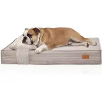Knuffelwuff orthopedisch hondenbed Soleya van corduroy met handgeweven karakter met afzonderlijk comfortkussen 80x60cm Lichtgrijs