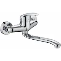 MODFU Keukenkraan Wandmontage Zilver – Draaibare Uitloop Mengkraan voor Warm en Koud Water – Modern Design – Duurzame Zinklegering – Afmetingen 25x18x10 cm