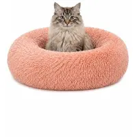 Lionto Knuffelbed kat, donutvormig & extra zacht Ø50 cm roze