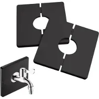 Famanu – Decoratieve doucheafdekking van zelfklevend PVC, vierkante kraanafdekking voor het verbergen van draden en buizen (zwart