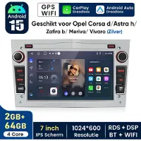 Hexinex HexinexMarket - Zilver Autoradio Geschikt voor Opel Astra H Corsa D Meriva Zafira B - Draadloos CarPlay Android Auto multimediaspeler GPS Navi - 2GB+64GB