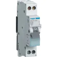 Hager LS-schakelaar, 1P+N, 6kA, C-10A, 1 module, 1 stuk.