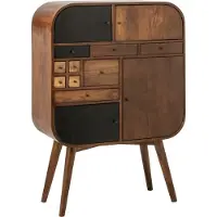 J-Line kast mangohout natuurlijk/zwart - 91 x 42 x 134 cm