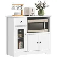 STILVORA Keukenkast - Keukenopbergkast Met 3 Deuren En Lade - Voor Magnetron En Koffiezetapparaat - Spaanplaat - Wit - 80x35x72,2 Cm