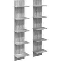 vidaXL Wandplank 2 st Grijs Sonoma 22 x 15 x 100 cm Bewerkt hout