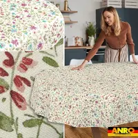 ANRO Tafelkleed Iris bloemen Meerkleurig Ovaal 200x140cm Rechte rand Afwasbaar Waterafstotend