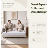 STILVORA Pocketveringmatras 140x200x10 cm – 7 Zones Met Traagschuim – Stevig Ligcomfort H3 – Voor Slaapbank En Klapbed – OEKO-TEX – Wit