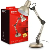 Briloner PIXA - Tafellamp - bureaulamp - zwenkbaar - kabelschakelaar - E14 fitting - max. 25 watt - Ø15.5 x 53 cm - satijn metallic
