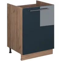 Vicco Wastafelkast Fame-Line, Donkerblauw hoogglans/Goudkleurig Eiken, 60 cm