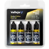 Vallejo Hobbyverf Acrylverf - 77259 True Metallic Metal - Stralend Geel - Acryl Set 4x Verf set - 4x 18 ml