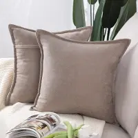 Famanu – Set van 2 korte chenille kussenhoezen, 45 x 45 cm, zacht en decoratief voor sofa en slaapkamer