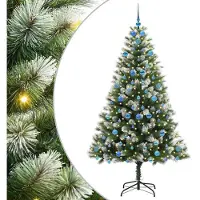 vidaXL Kunstmatige Scharnierende Kerstboom met Gevlokte Sneeuw Warmwit