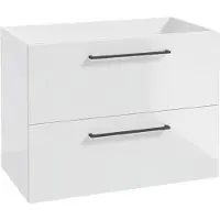 Deftrans Wastafelmeubel, wit, glanzend, 70 cm, hangend, met zwarte handgrepen