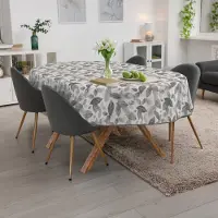 ANRO Tafelkleed Bladeren Meerkleurig Ovaal 160x140cm Met sierband Afwasbaar Waterafstotend