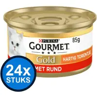 Gourmet 24x - Gold Hartig Torentje Rund - Kattenvoer Natvoer - 85 g