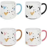 Clayre & Eef Mok Set van 4 450 ML Wit Porselein