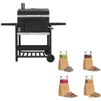 Monster Houtskool BBQ XL - 57 x 41,5 cm grilloppervlak - zwart - incl. rookhout