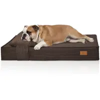 Knuffelwuff orthopedisch hondenbed Soleya van corduroy met handgeweven karakter met afzonderlijk comfortkussen 100x70cm Bruin