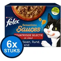 Felix 6x - Sensations Countryside Selectie in Saus - Kattenvoer Natvoer - 12x85g
