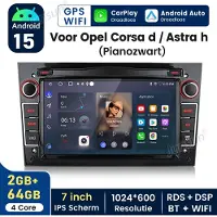 Hexinex HexinexMarket 7-inch scherm Autoradio Geschikt voor Opel Astra Corsa Meriva Zafira - Draadloos CarPlay - Android Auto - multimediaspeler - 2GB+64GB - Pianozwart