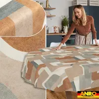 ANRO Tafelkleed Bloemenpatroon Beige Ovaal 260x140cm Rechte rand Afwasbaar Waterafstotend