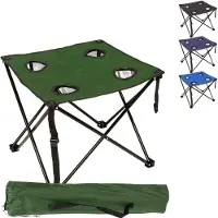 Oxford Opvouwbare Campingtafel 50 x 50 x 40 cm met 4 Bekerhouders en Draagtas