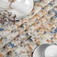 ANRO Tafelkleed Houtmozaïek Meerkleurig 220x140cm Rechte rand Afwasbaar Waterafstotend