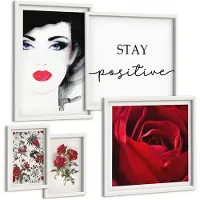 Tulup 4-Delige Schilderij Set - Vrouwenportretten en vintage bloemen - 50 x 50 cm, 20 x 30 cm en 40 x 60 cm - Wanddecoratie - Schilderijen Set - Kantoor - Interieur Decoratie