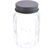 MEA Pot met deksel "Tea" (glas/grijskl. metaal) Ø10,5xH18,5cm