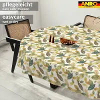 ANRO Tafelkleed Bloemen en vogels Beige Ovaal 240x140cm Met sierband Afwasbaar Waterafstotend