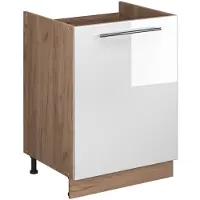 Vicco Wastafelkast Fame-Line Wit Hoogglans/Goudkleurig Eiken 60 cm, Model 63399
