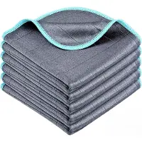 Snq Autopoetsdoeken - 5-delige set - Handdoekenset van koolstofvezel - 400 g/m² - Geen strepen, geen pluisjes - Geruite textuur - Geschikt voor glas, auto's en keuken - Grijs - 30x30 cm