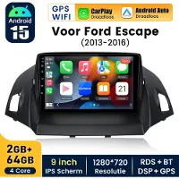 Hexinex Hexinexmarket Autoradio Geschikt Voor Ford Escape (2013- 2016) - Draadloos CarPlay, Android Auto, GPS Navi, multimediaspeler - 2GB+64GB
