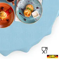 ANRO Tafelkleed Effen linnenlook Blauw Rond Ø100cm Rechte rand Afwasbaar Waterafstotend