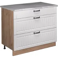 Vicco Keukenonderkast Fame-Line, Wit Landhuis/Goudkleurig Eiken, 100 cm, WB Marmer