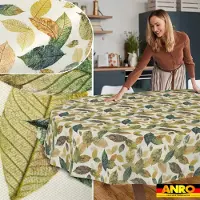 ANRO Tafelkleed Bloemen en vogels Beige Ovaal 260x140cm Rechte rand Afwasbaar Waterafstotend