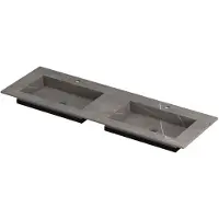 Ink Post Wastafel Keramische Slab Envelop Bak Dubbel 2 Kraangaten - 1400x450x10 mm - Armani Grey Mat