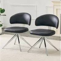OKWISH Bureaustoel – 360° Draaibare Draaistoel – Zonder Armleuningen – Kunstleer Met Metalen Frame – Voor Kantoor En Woonkamer – Zwart