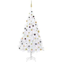 vidaXL Kunstkerstboom met verlichting en kerstballen 240 cm wit