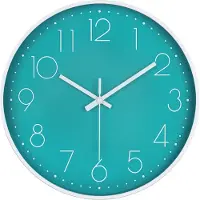 IvoQ Moderne 3D Wandklok - Stil Uurwerk - Analoge Muurklok - Ø 30 cm - Groen / Wit