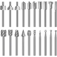 LONGZIMING -20-delige HSS Frezenset voor Router en Rotary Tool - Houtbewerkings Bits Set - Graveren en Snijden - Voor Hout, PVC, Acryl en Kunststof