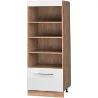 Vicco Keukenrek Fame-Line, Wit Hoogglans/Goudkleurig Eiken, 60 cm