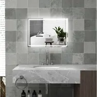 STILVORA Badspiegel Met Ledverlichting En Touchbediening - 70 X 50 X 4 Cm - Glas - Zilver - Wandspiegel Voor Badkamer Met Antibeslag