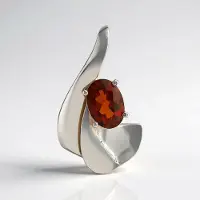 Cavill - Zilveren Hanger - 925 Sterling Zilver met Palladium - 0,68 ct Ovale Madeira Citrien - Chique Vrouwelijke Tijdloze Sieraden