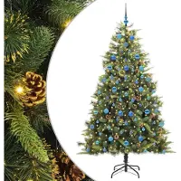 vidaXL Kunstmatige Scharnierende Kerstboom met Kegels Groen 210 cm